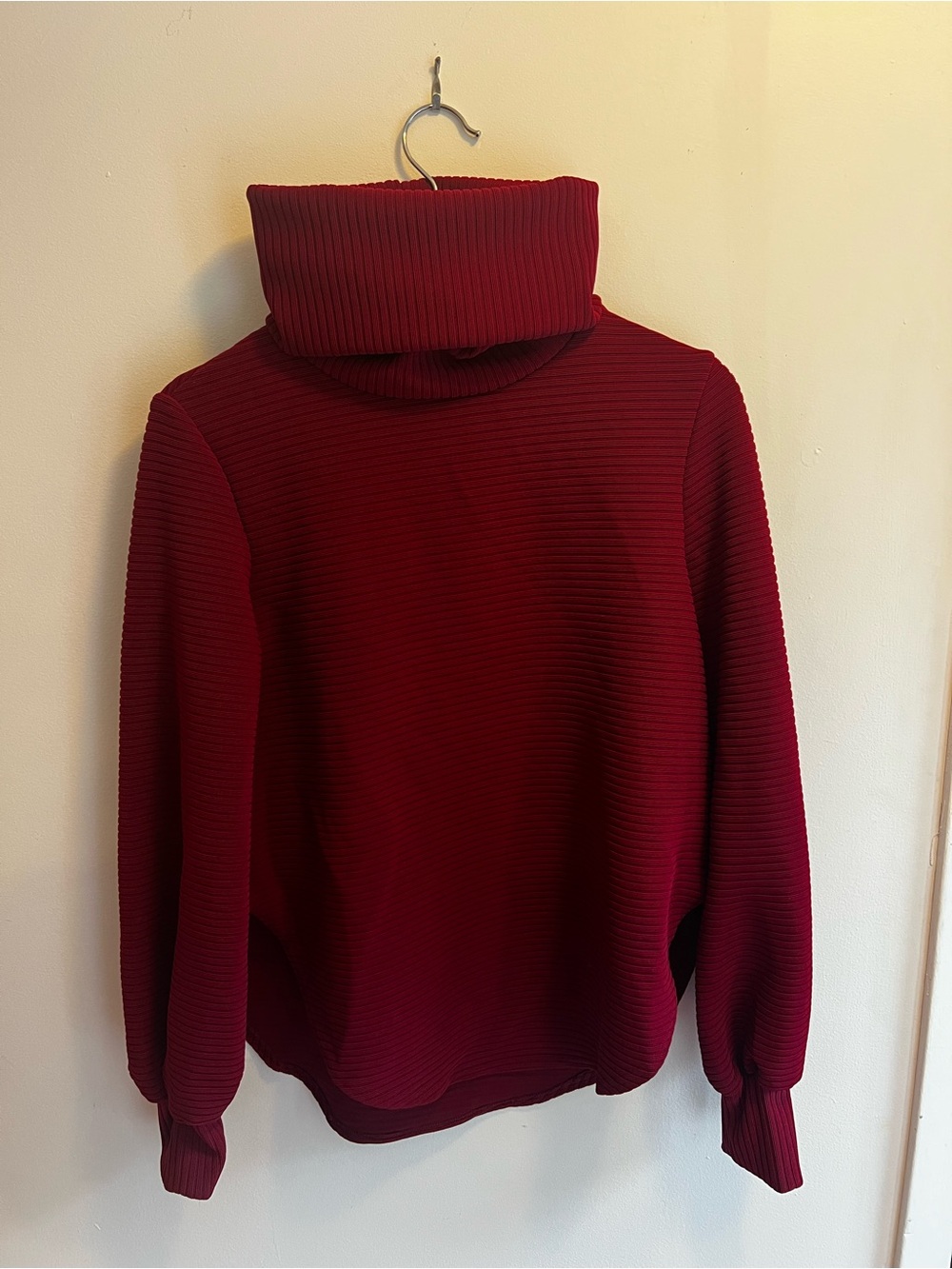 Lovan M Deep Burgundy Ribbed Turtleneck Sweater